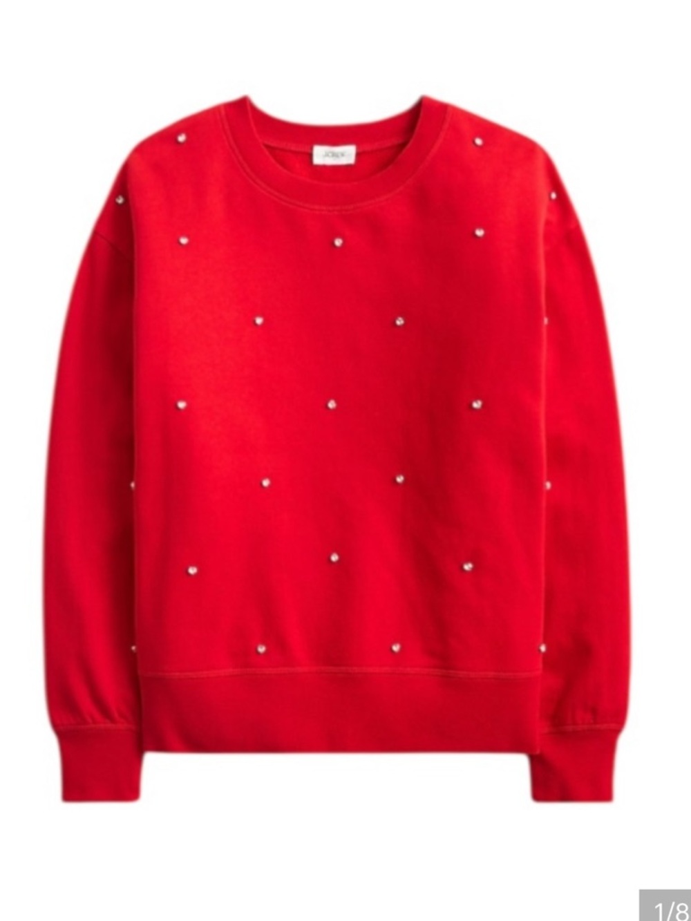 J. Crew Red Gem-Embellished Crewneck Sweatshirt